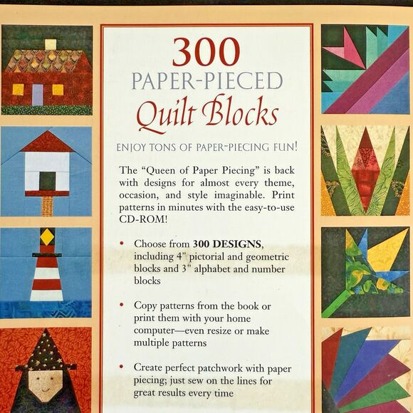 300 Paper-Pieced Quilt Blocks Carol Doak 2004 Quilt Pattern Book Colored NO CD - Picture 3 of 8